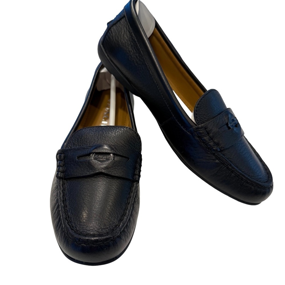 Coach Women’s Black Penny Loafers Pebble Grain Leather 6.5B NEW in BOX